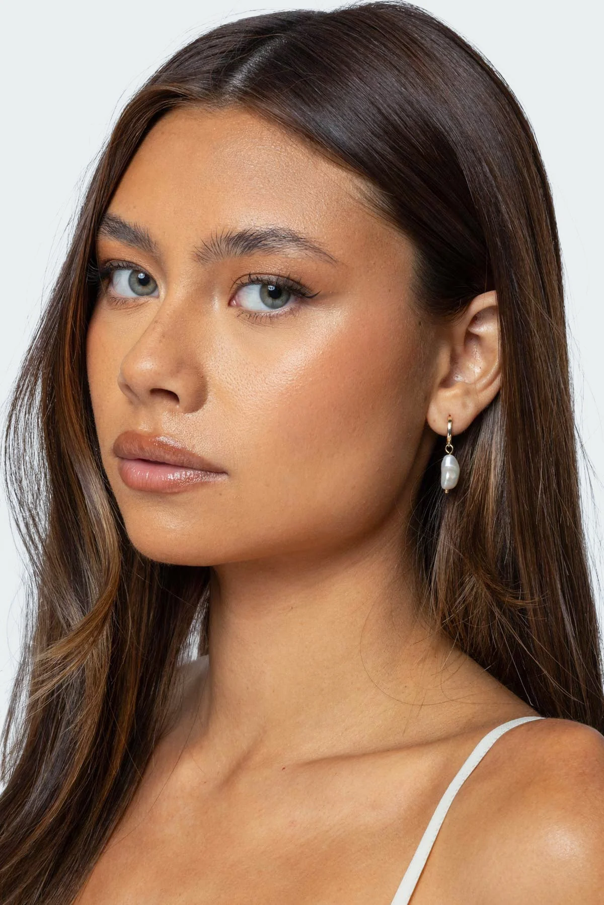 Pearl Hoop Earrings Gold Tone Design