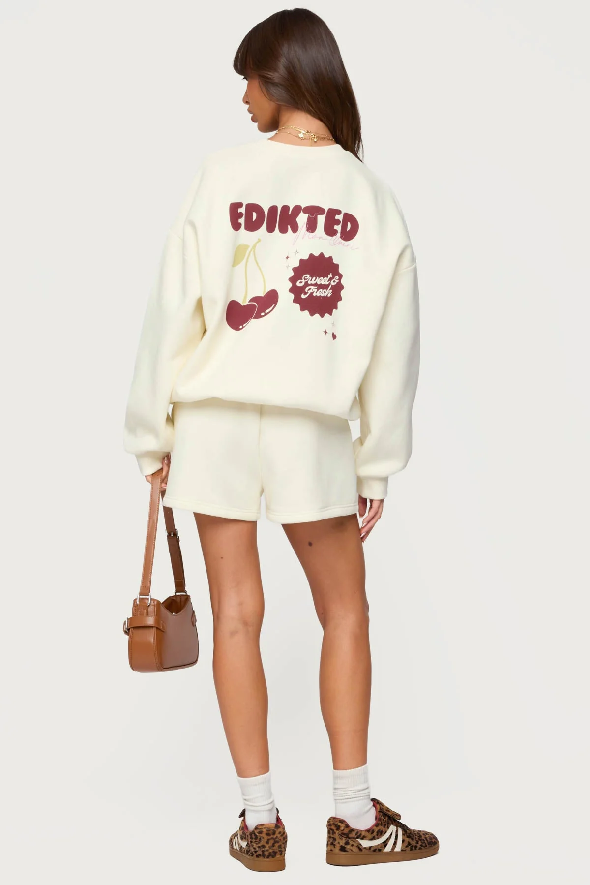 Cream Graphic Cherry Hearts Sweatshirt