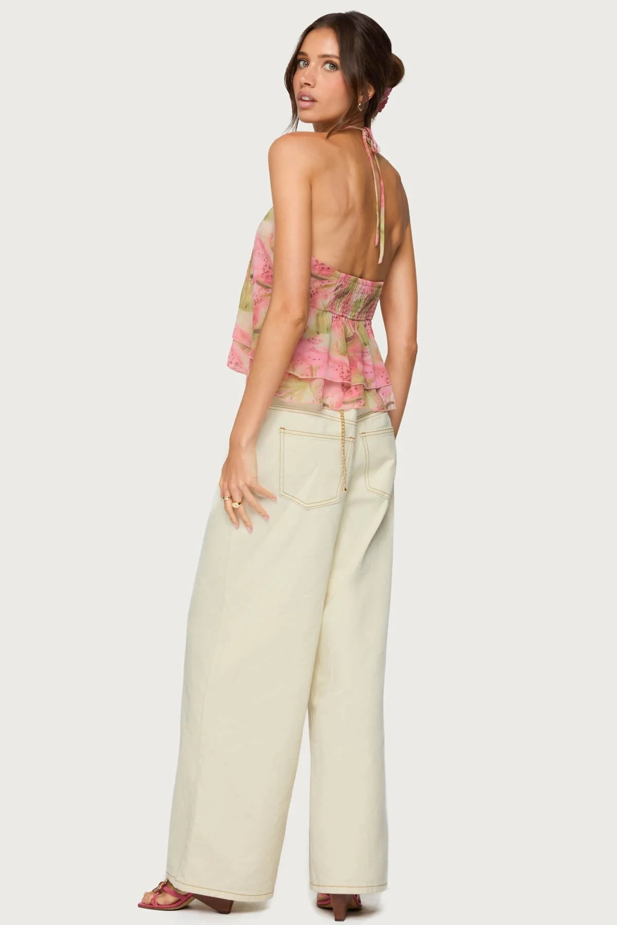 Layered Dragon Halter Top in Chiffon Fabric