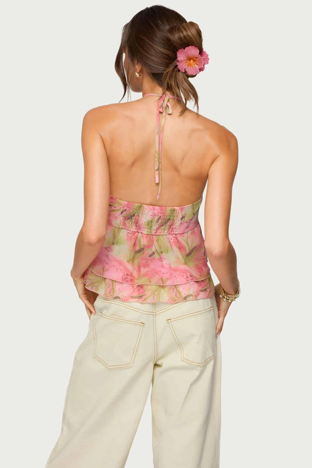 Layered Dragon Halter Top in Chiffon Fabric