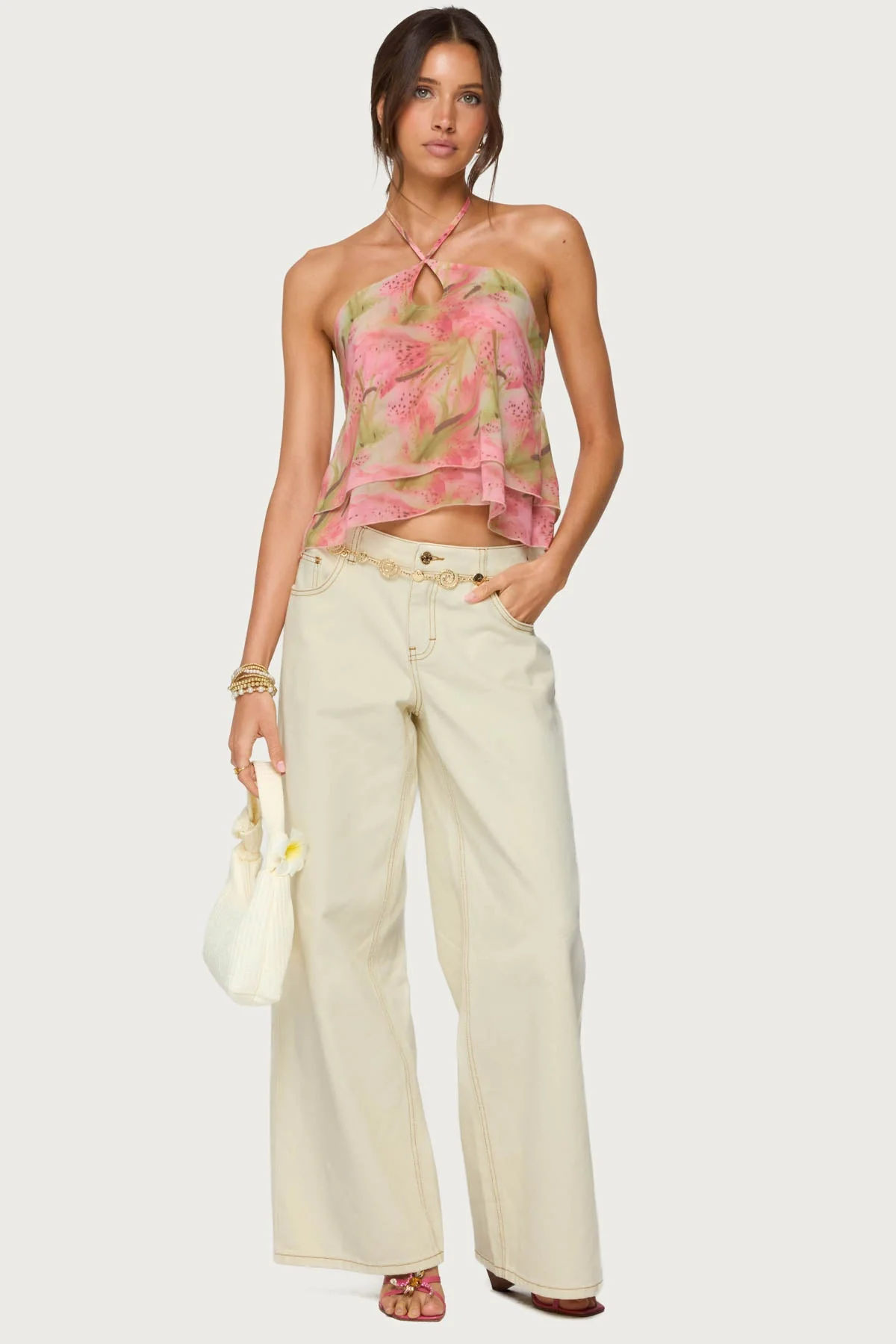 Layered Dragon Halter Top in Chiffon Fabric