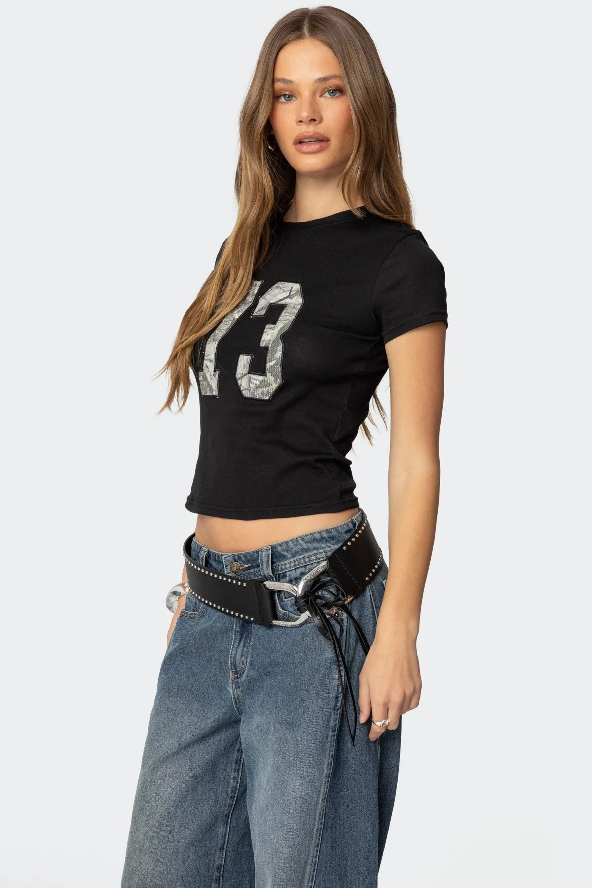 Camo Graphic Cotton Spandex T-Shirt - Black