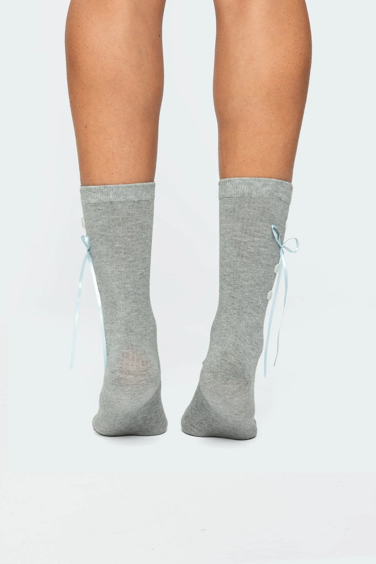 Gray Ribbon Bow Socks for Women
