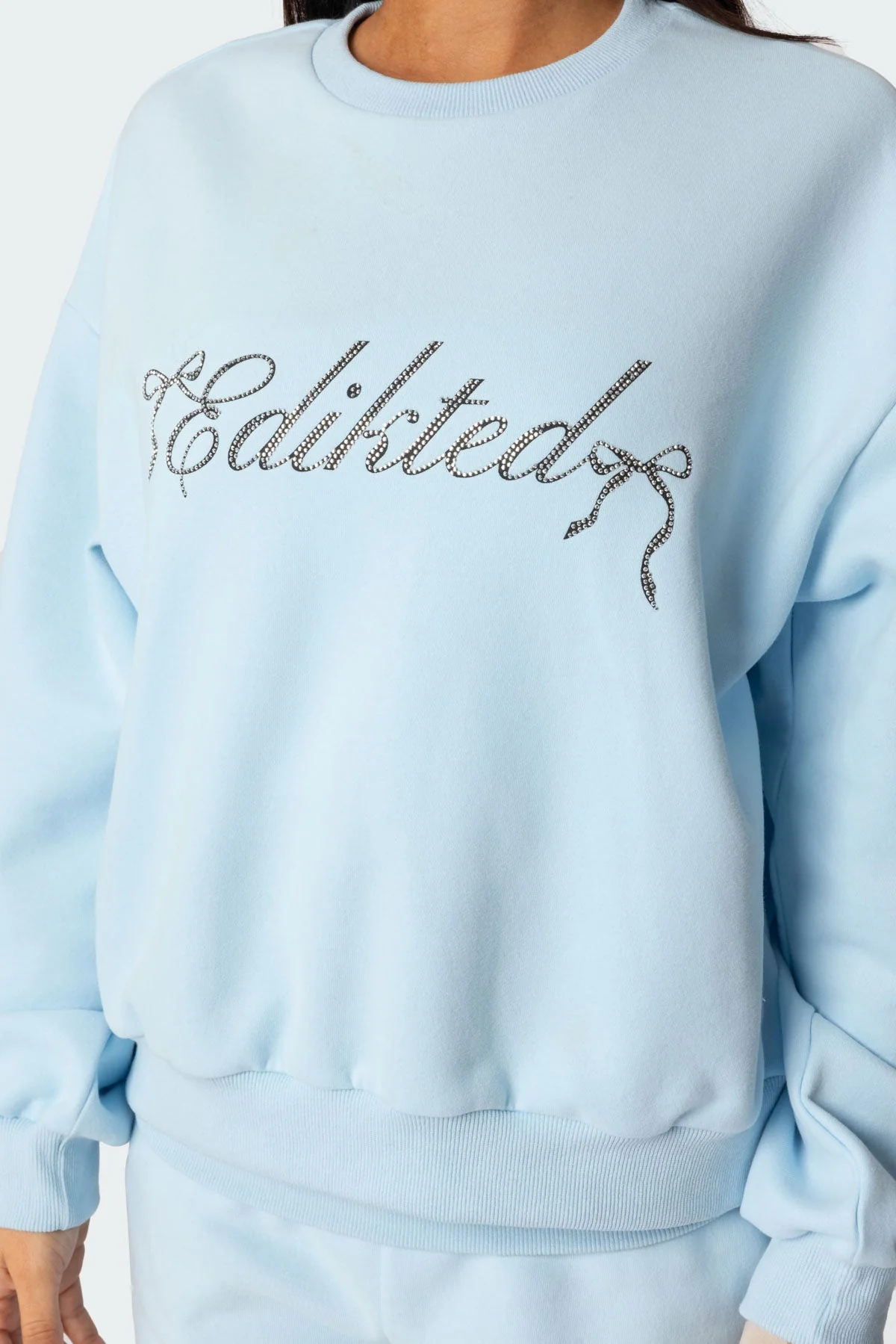 Blue Rhinestone Oversized Sweatshirt