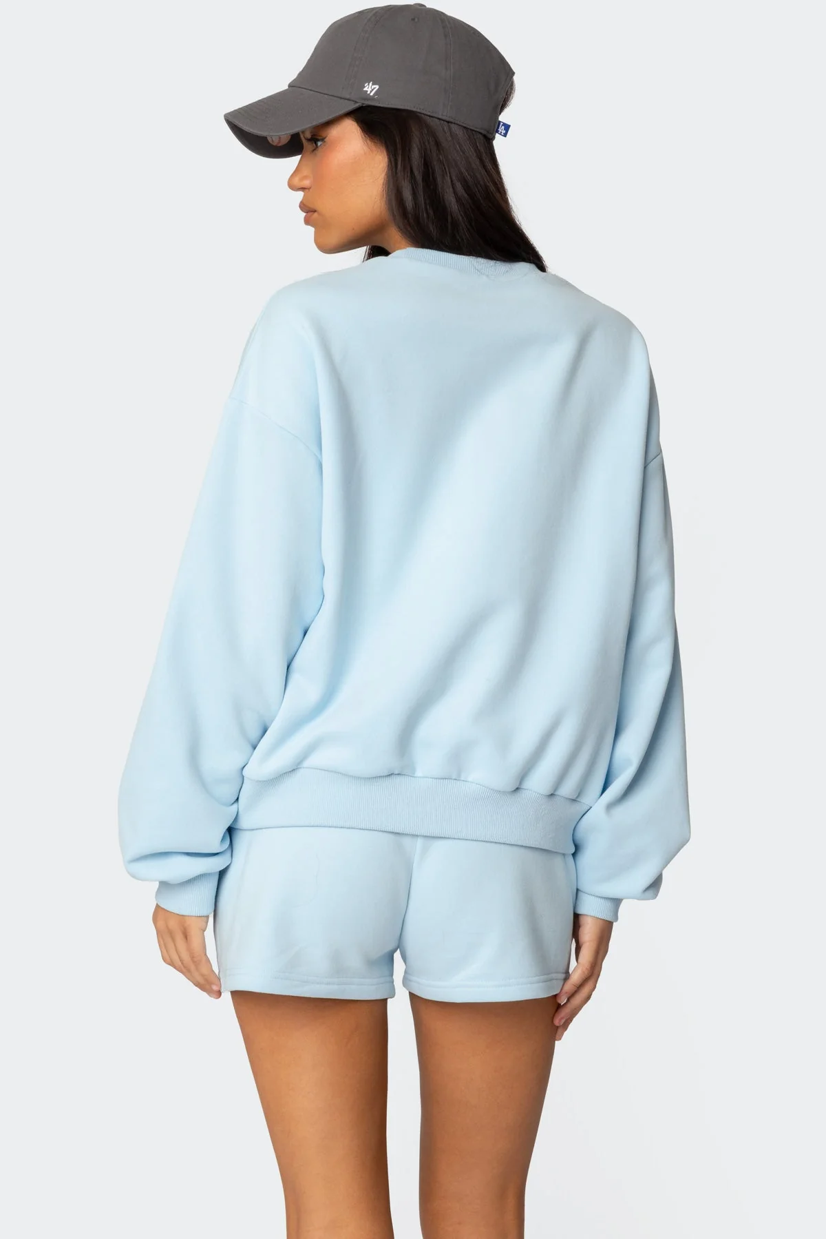 Blue Rhinestone Oversized Sweatshirt