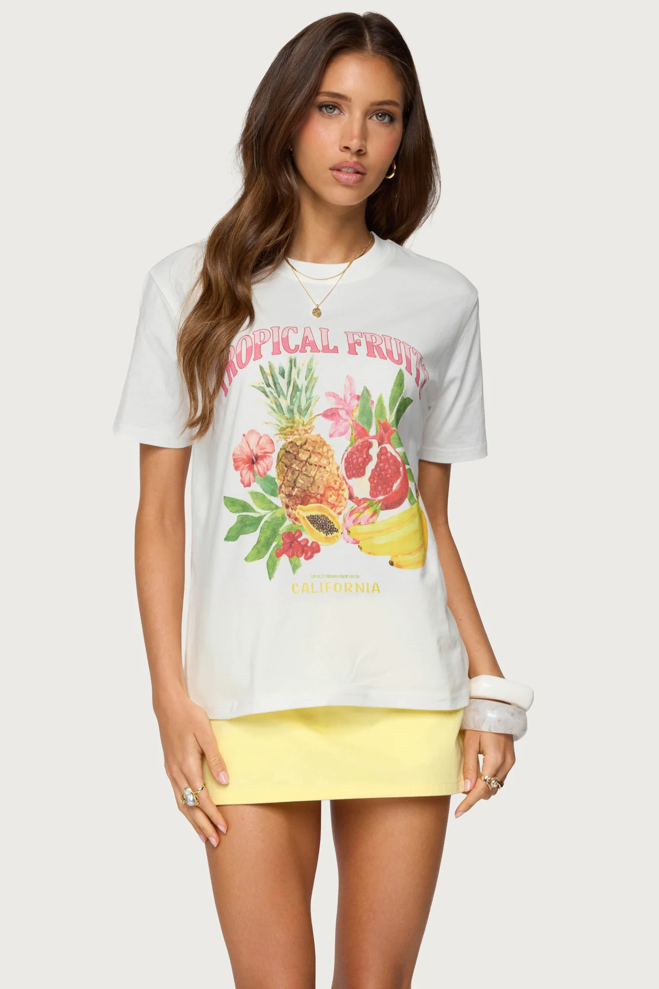 California Tropical Fruit Graphic T-Shirt 100% Cotton
