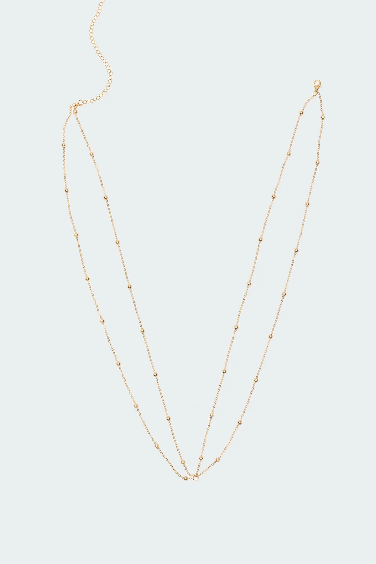 Adjustable Beaded Double Belly Chain Gold Tone Metal