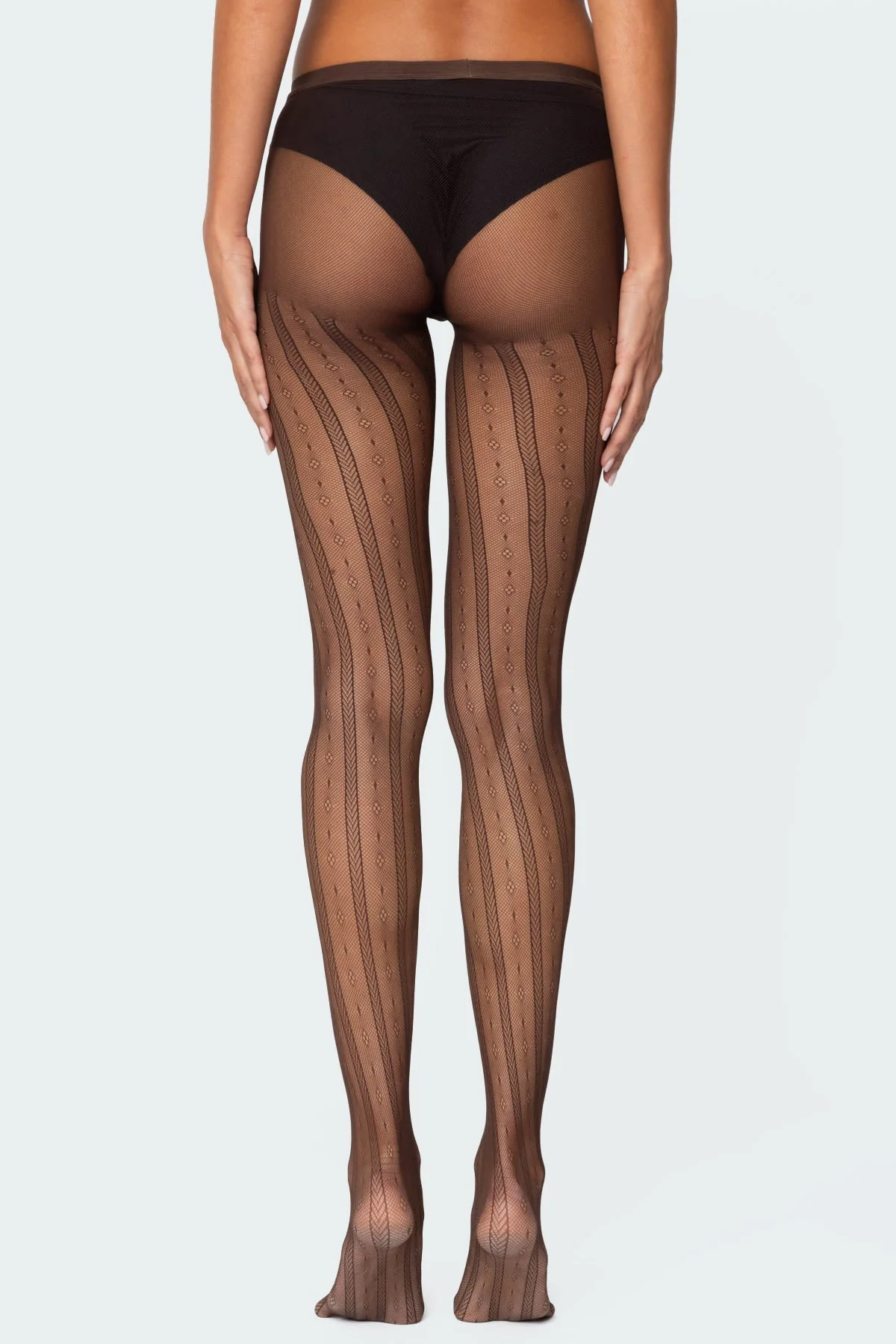 Brown Striped Tights Polyester Spandex Blend