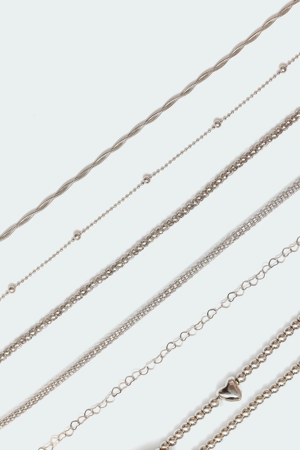 Silver Tone Stackable Bracelet Set - Pack of 6