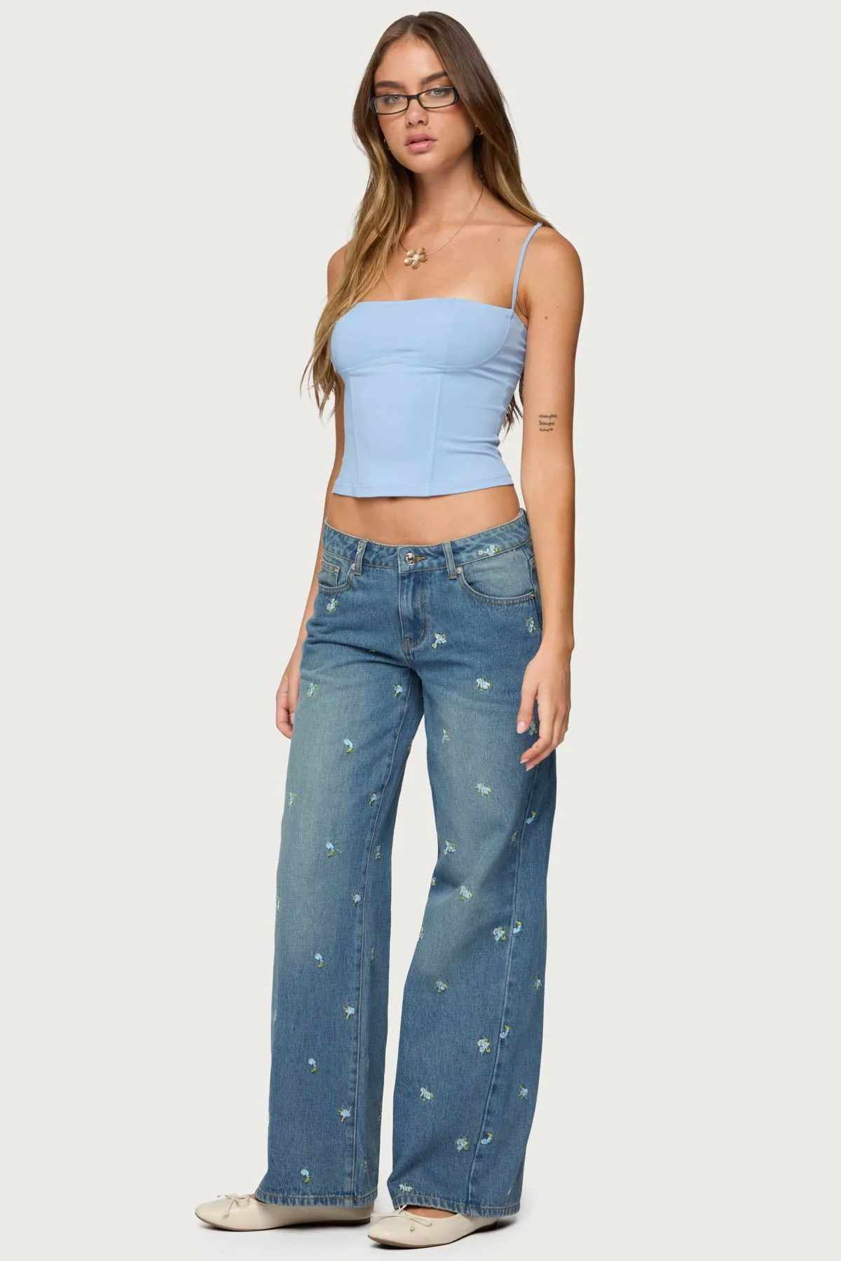 Light Blue Boned Corset with Adjustable Straps