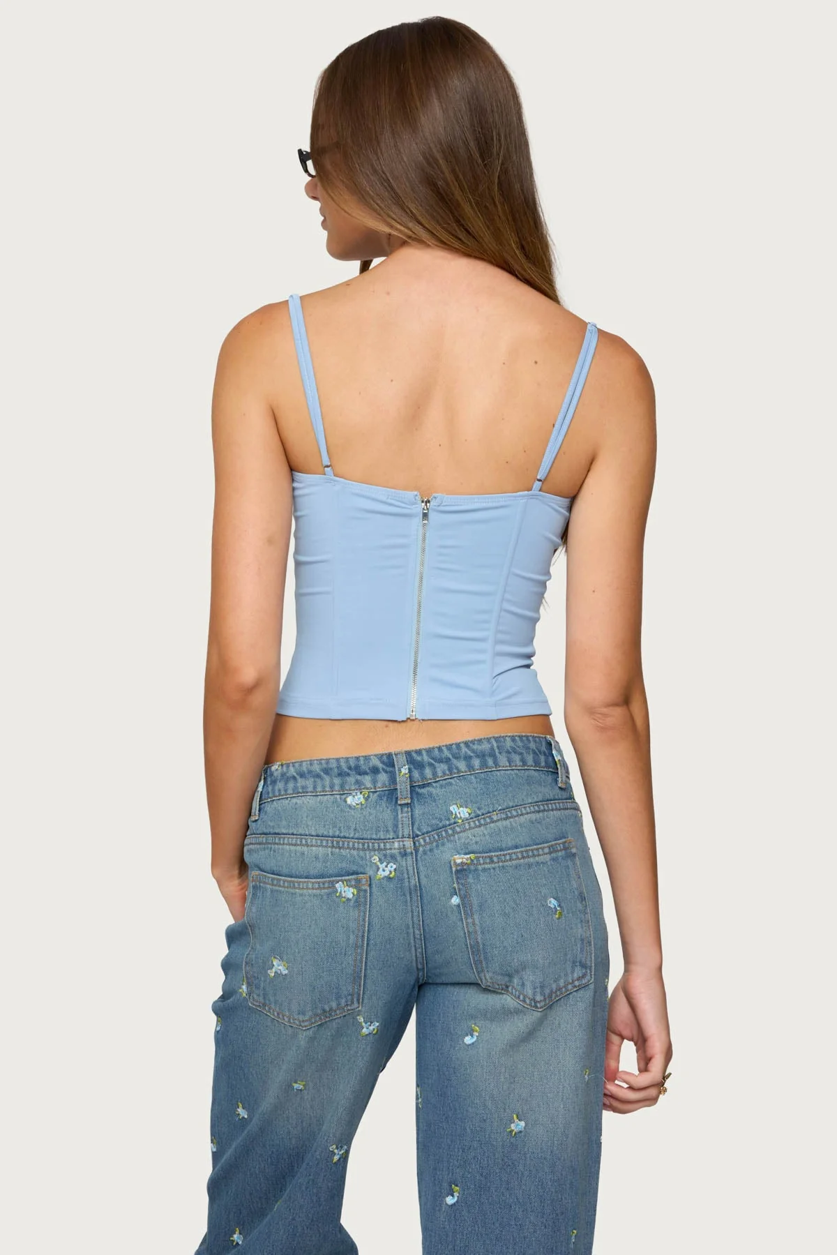 Light Blue Boned Corset with Adjustable Straps