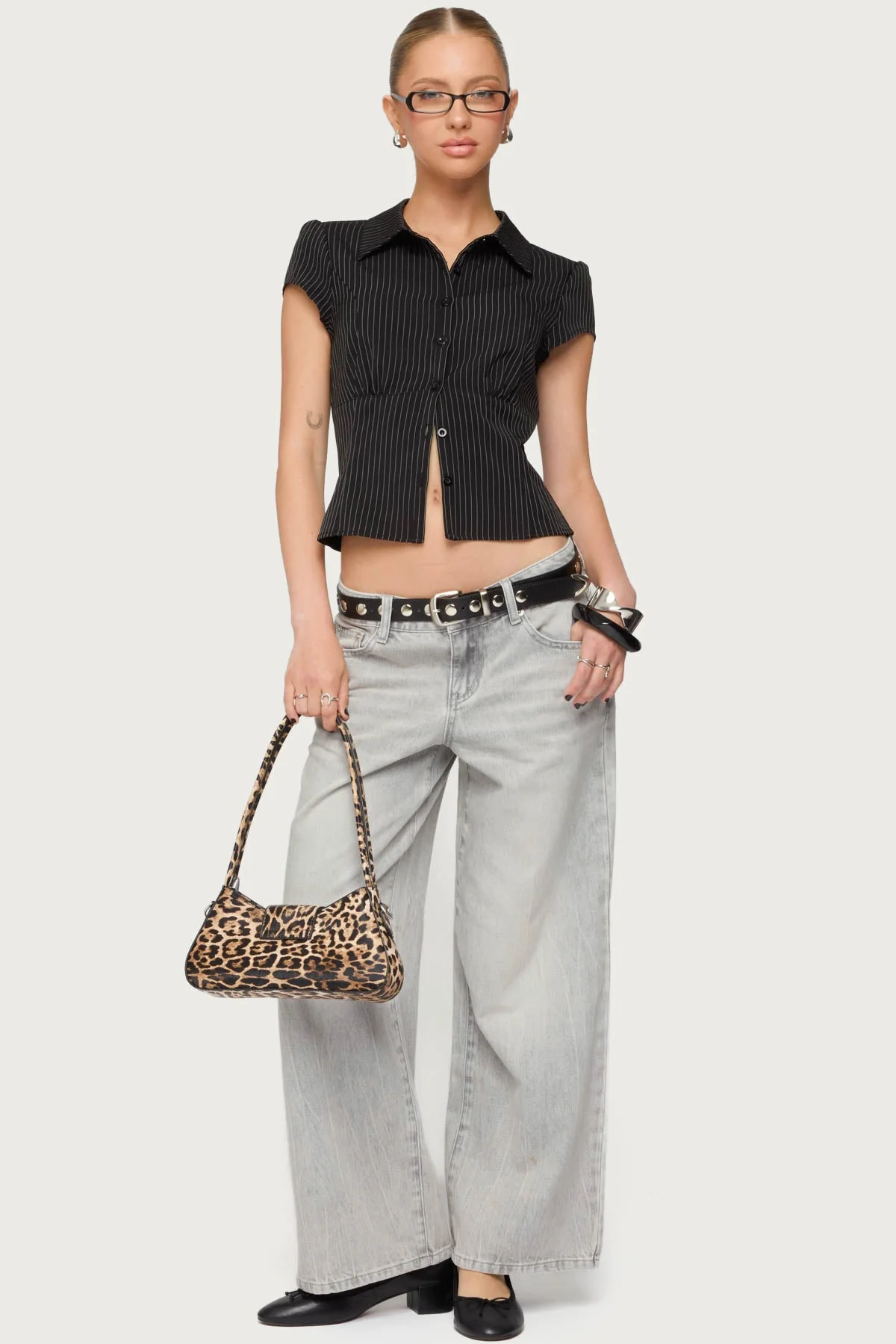 Petite Gray Acid Wash Denim Jeans - Low Rise Skinny Fit