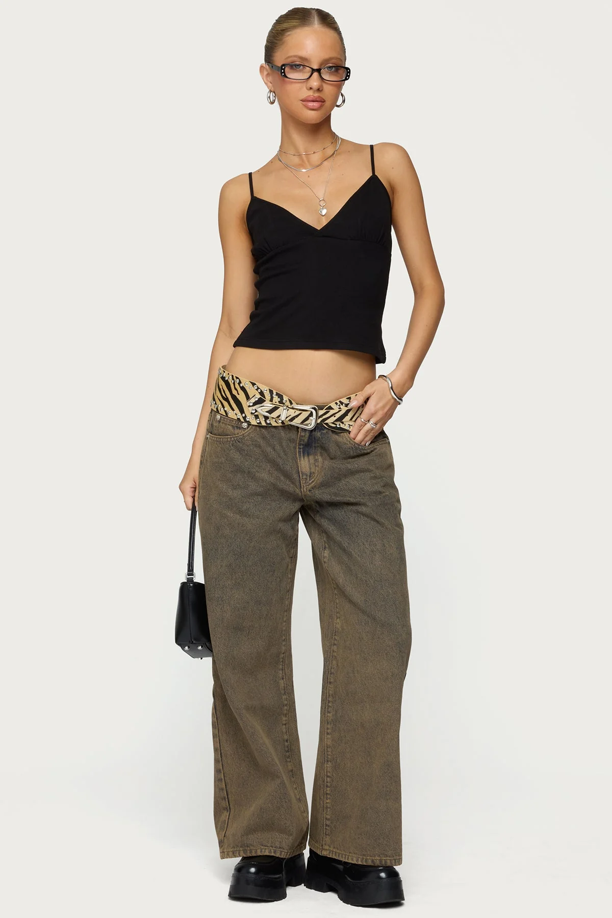 Brown Washed Petite Low Rise Denim Jeans