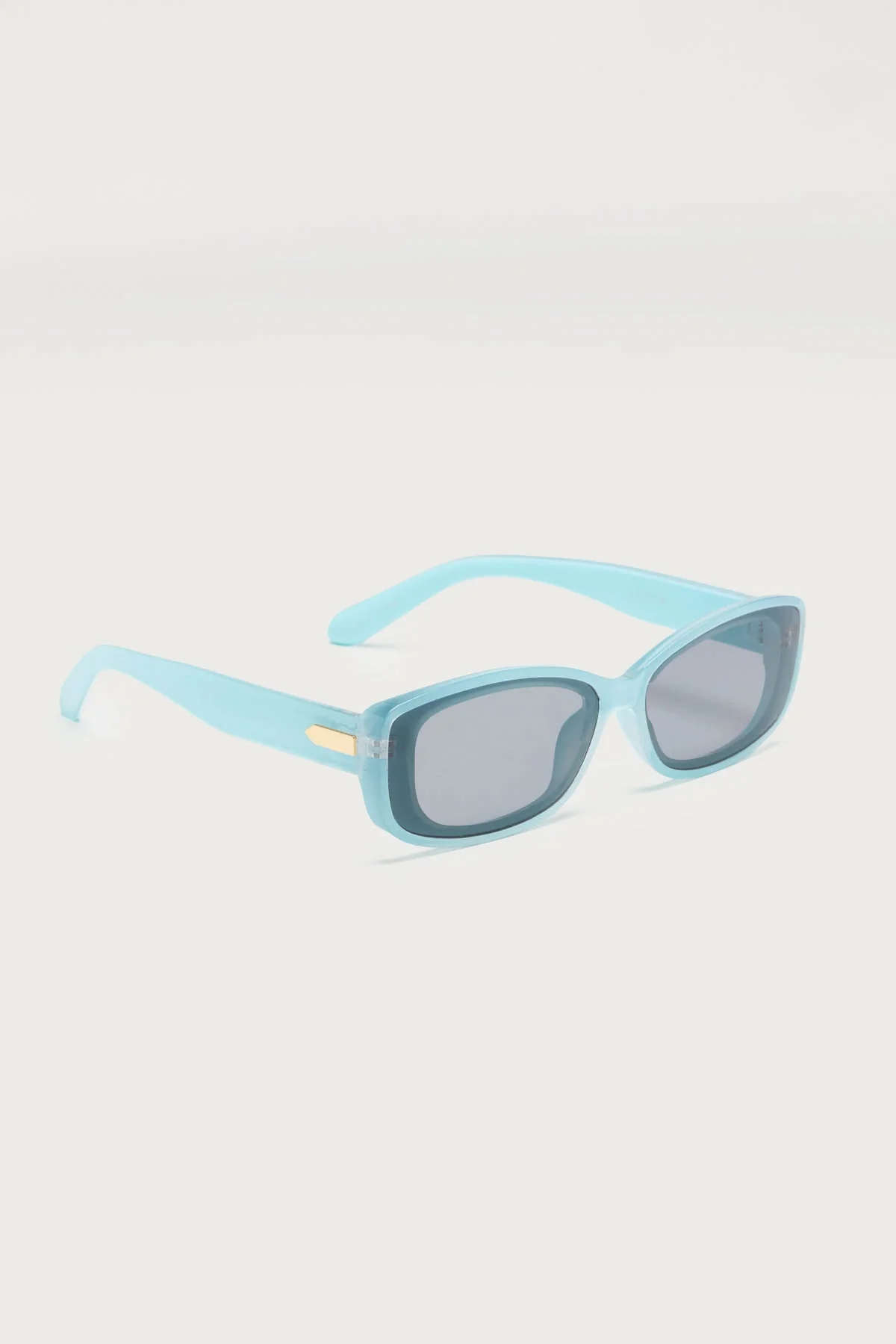 Blue Rectangle Sunglasses UV Protection Metal Detailing