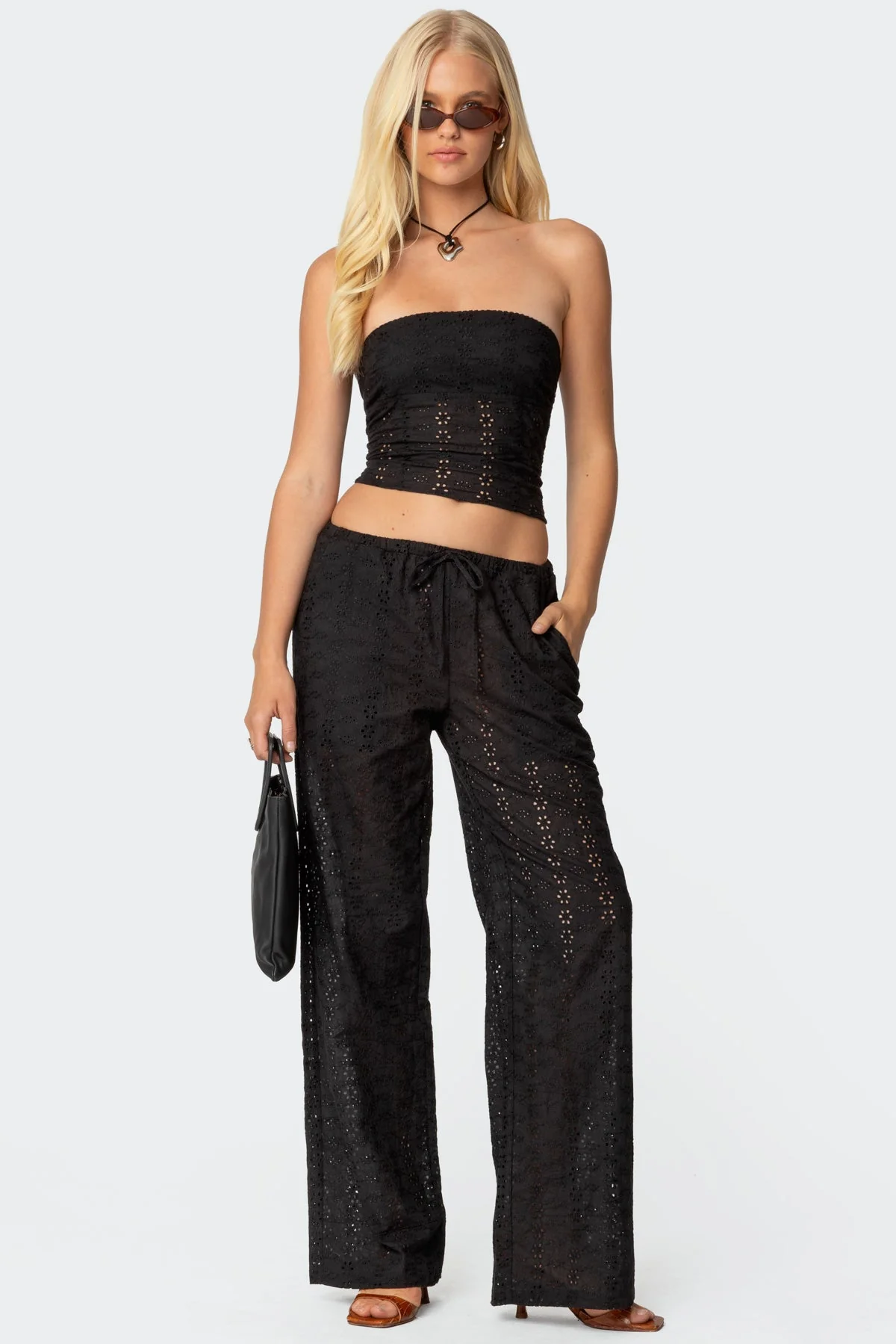 Black Cotton Straight Leg Pants