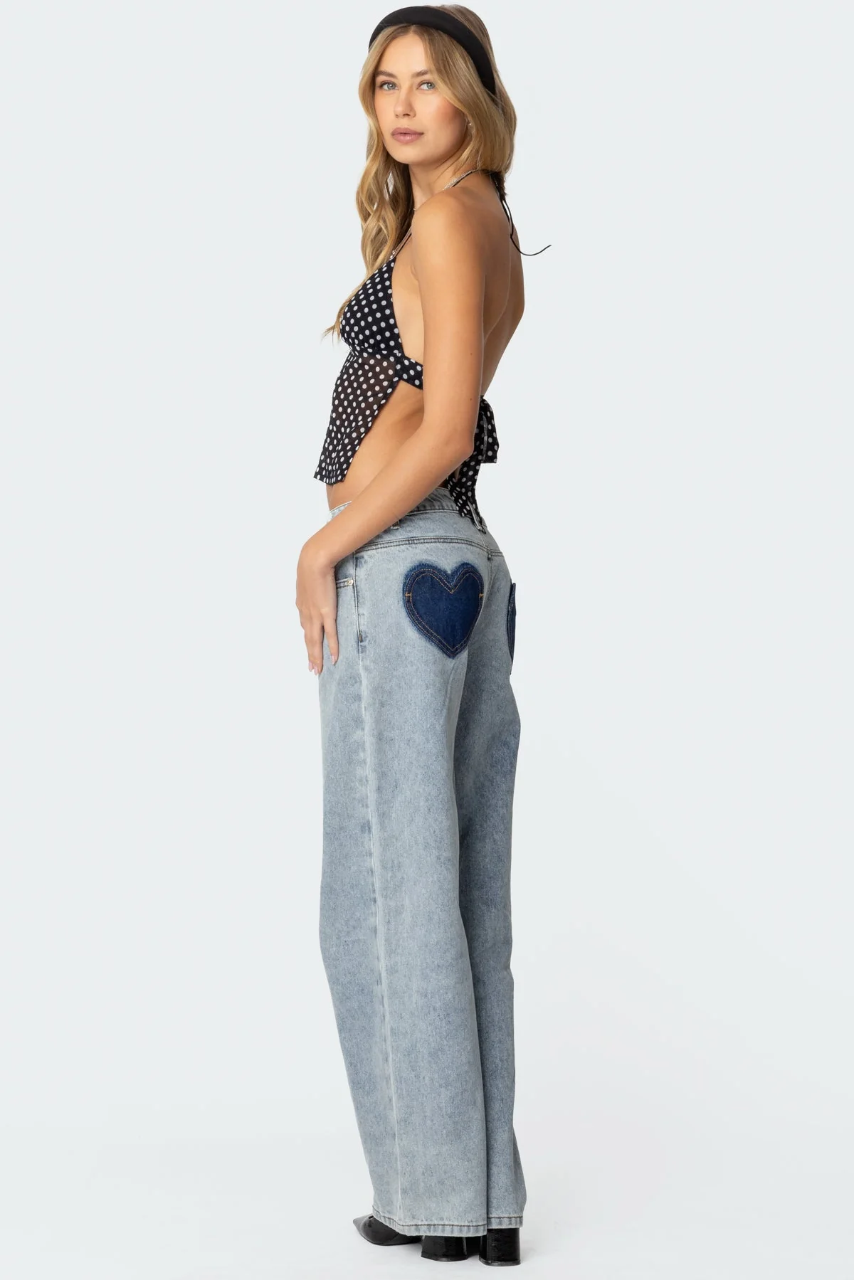 Chic Polka Dot Chiffon Top Black and White