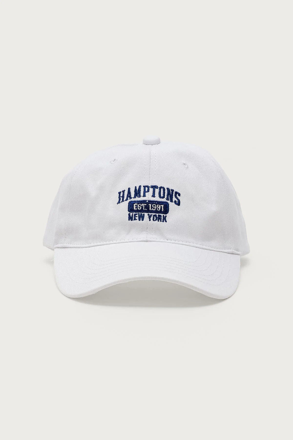 White Embroidered Cotton Baseball Cap