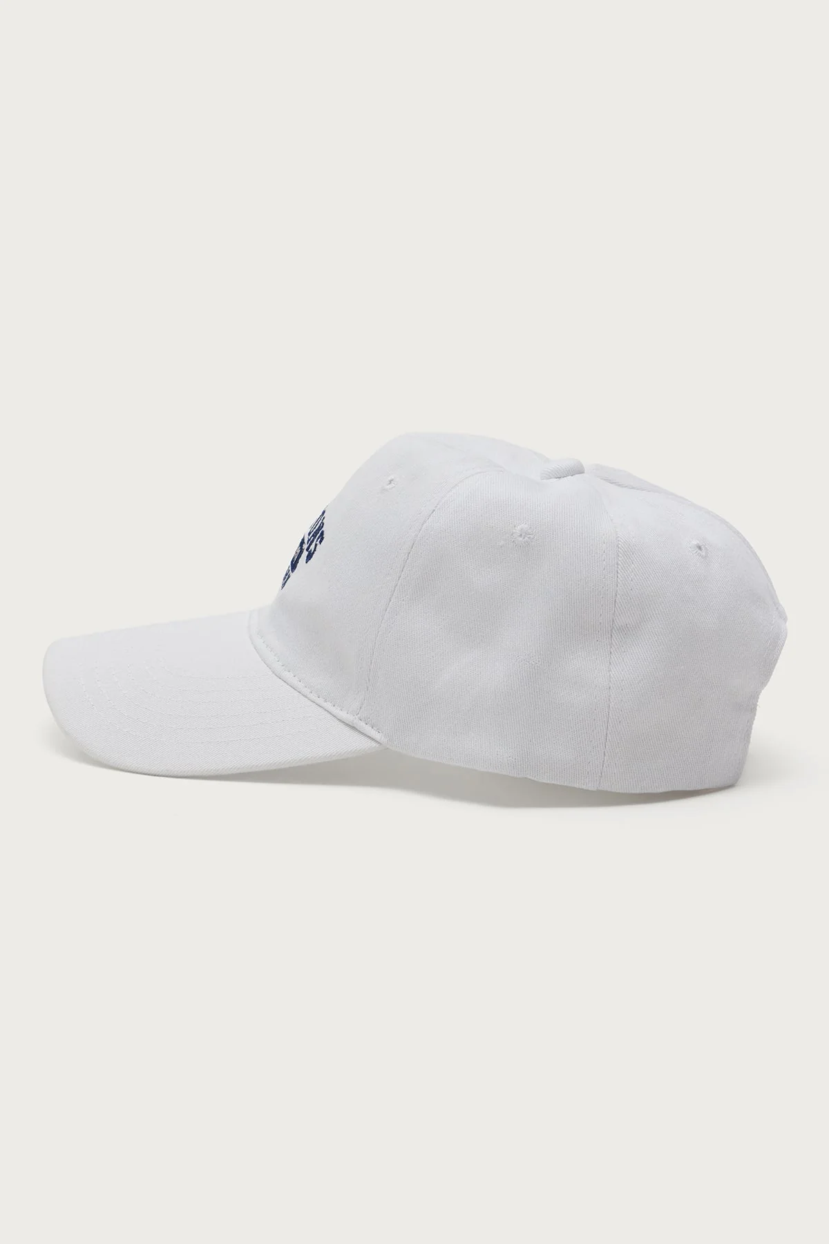 White Embroidered Cotton Baseball Cap