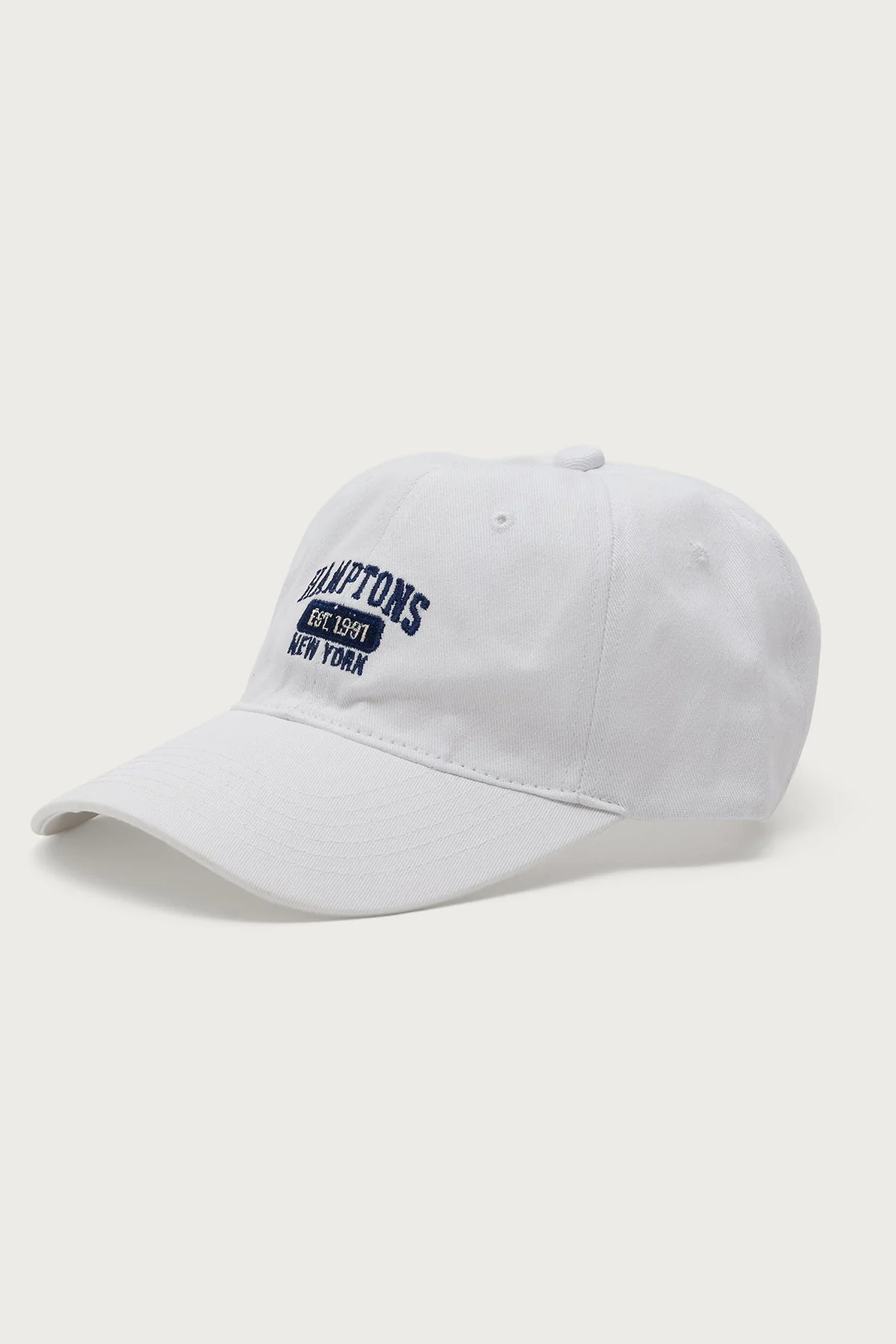 White Embroidered Cotton Baseball Cap