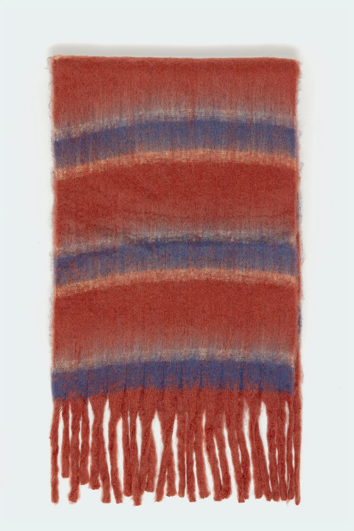 Red Chunky Striped Scarf Polyester Unisex
