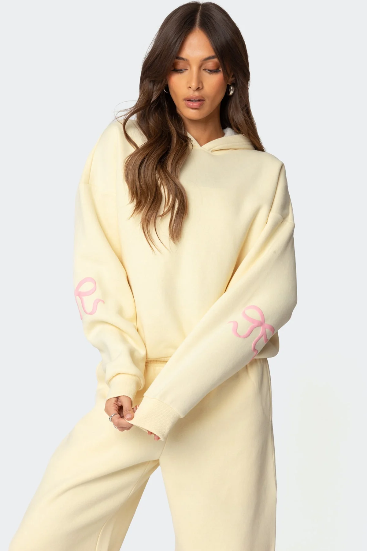 Yellow Bow Detail Hoodie Classic Style