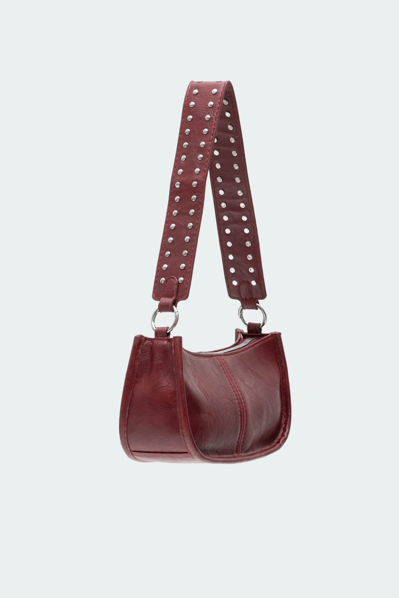 Red Faux Leather Studded Strap Bag