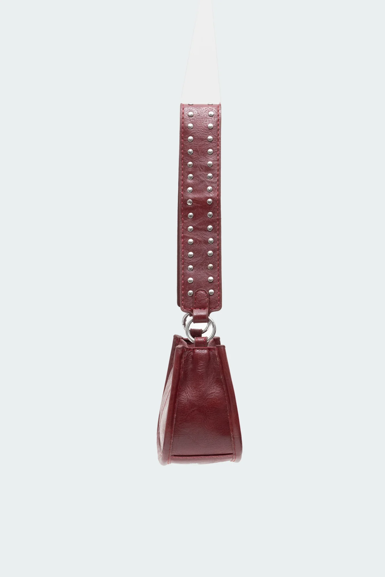 Red Faux Leather Studded Strap Bag