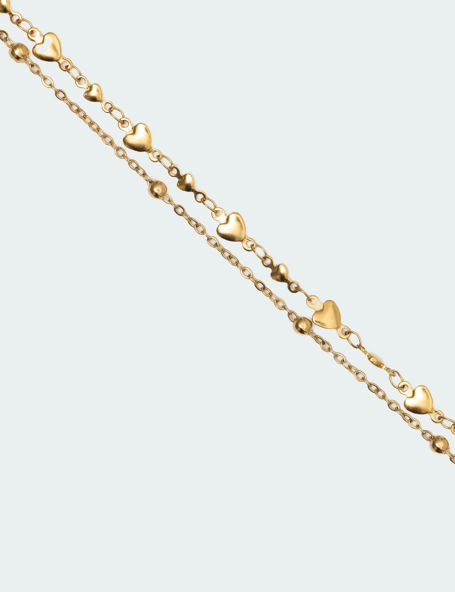 Heart Detail Double Chain Gold Bracelet