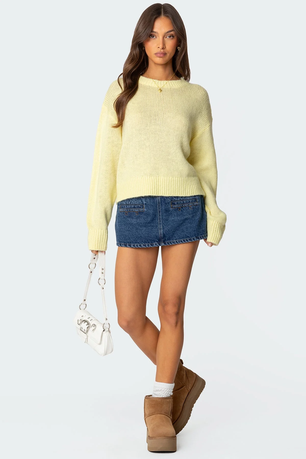 Blue Denim Mini Skort - Stylish Side Zip Womens Skirt