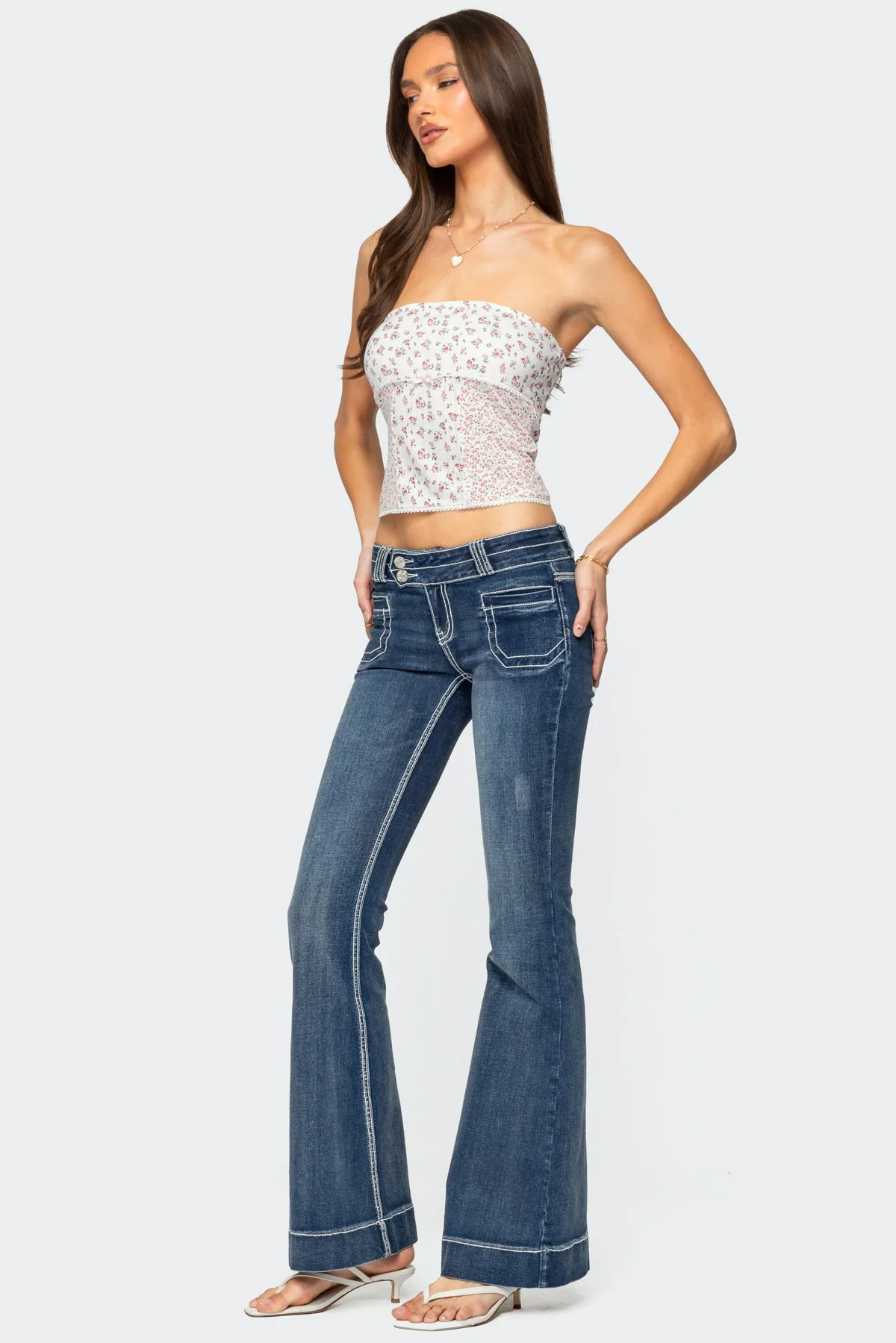 Mixed Floral Pointelle Tube Top