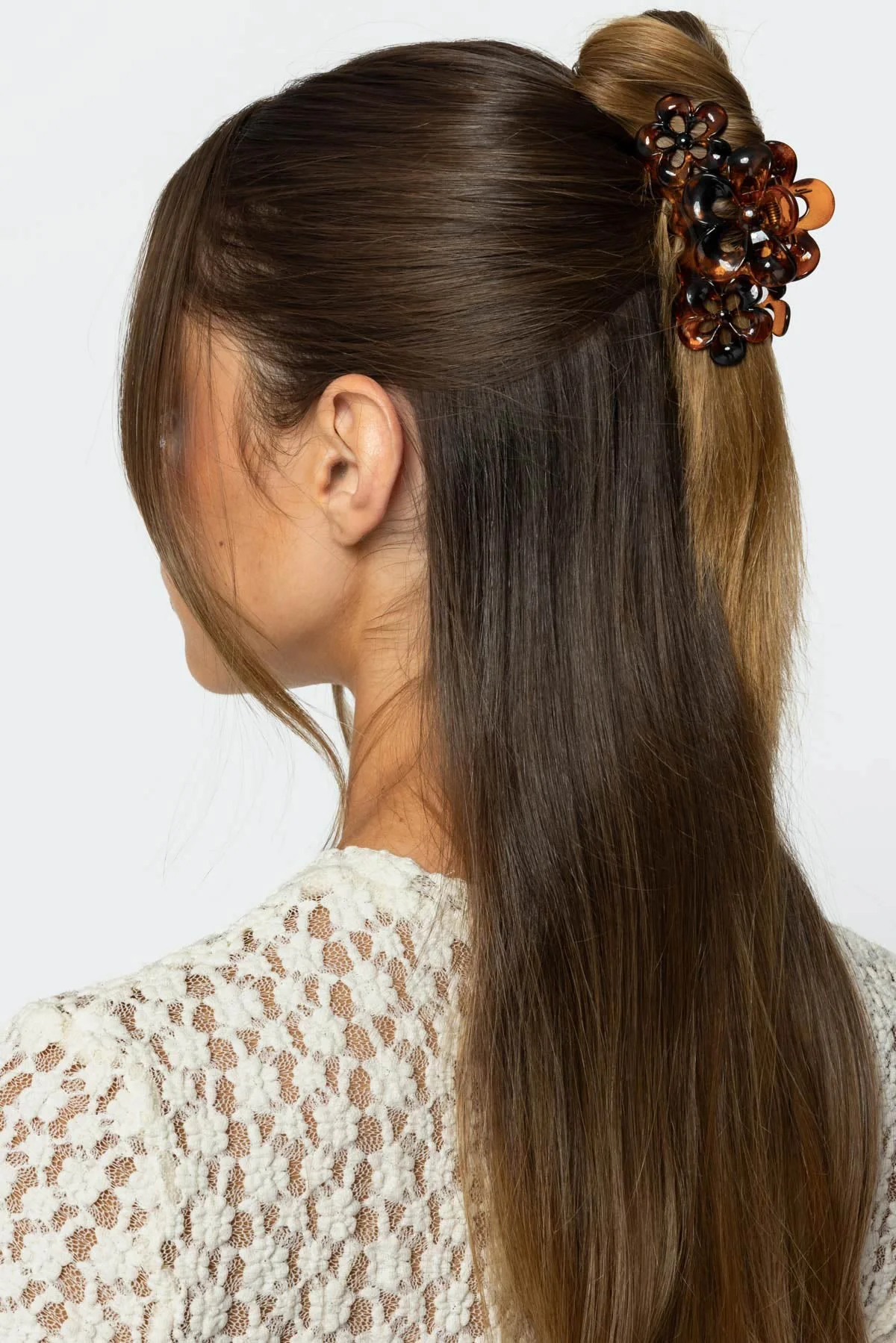 Brown Floral Resin Hairclip for Women