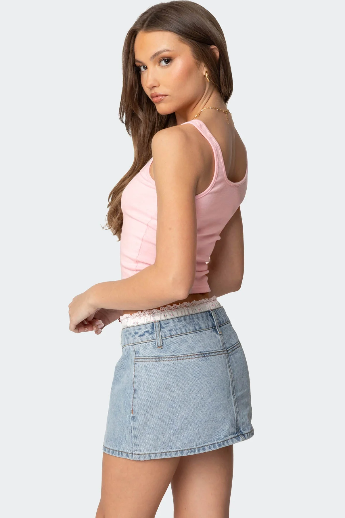 Pink Henley Tank Top for Women Cotton Polyester Spandex blend