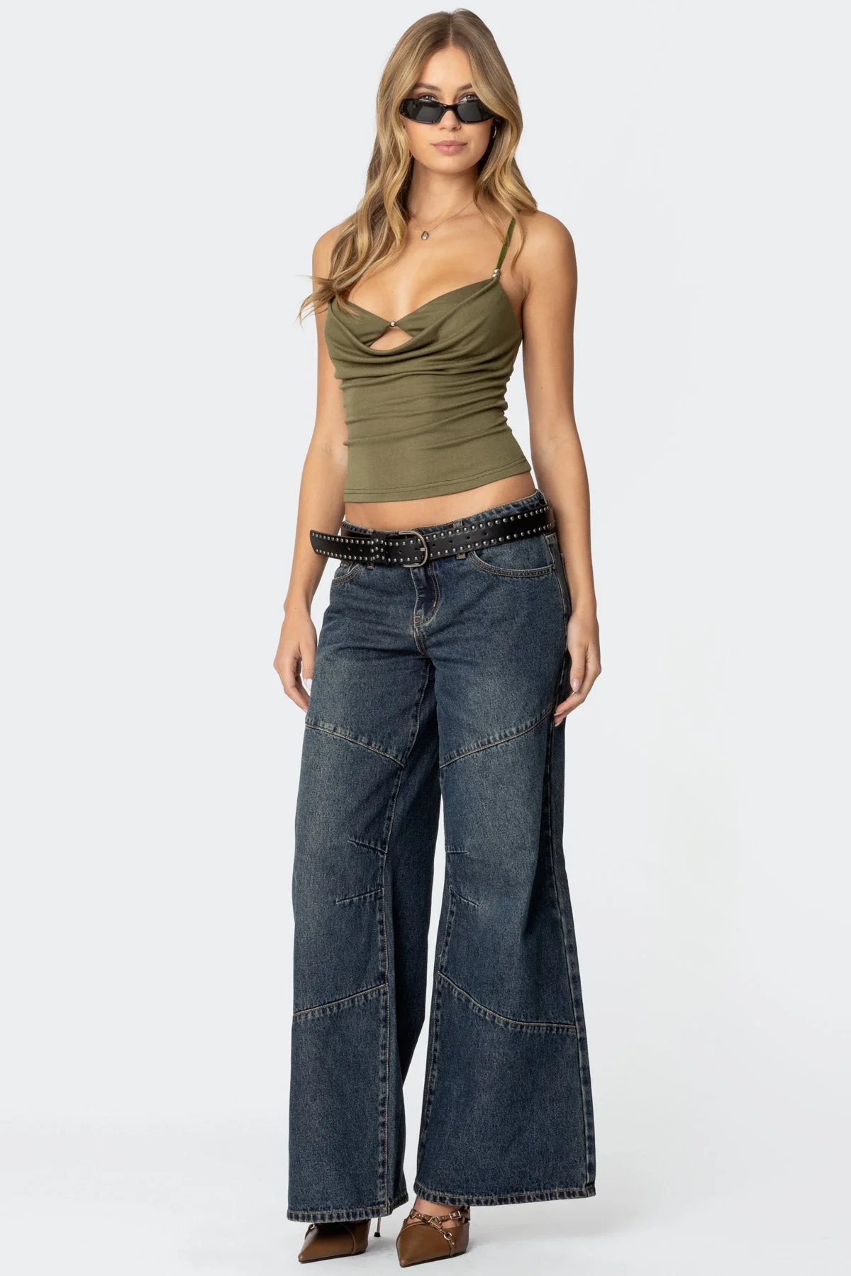 Blue Vintage Wash Low Rise Denim Pants