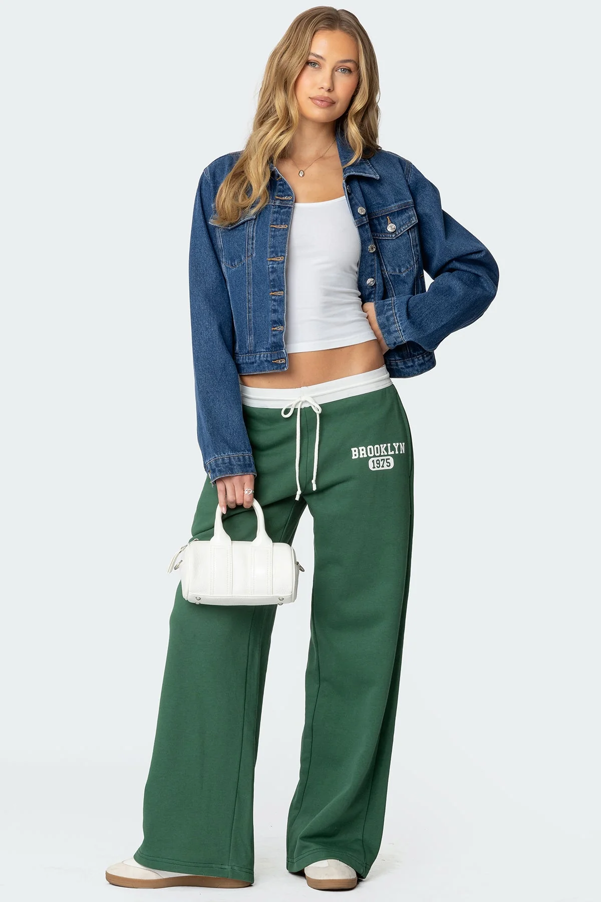 Green Cotton Straight Leg Sweatpants