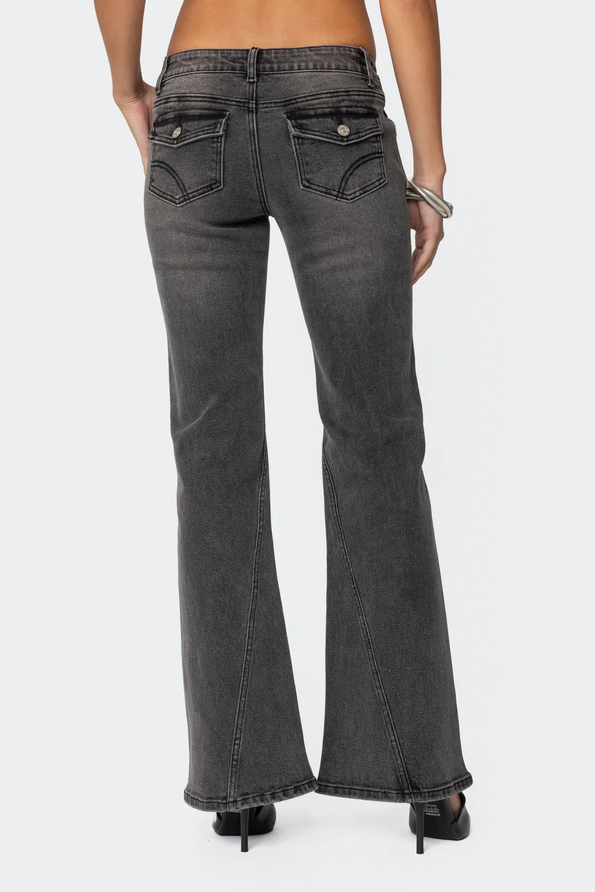 Black Boot Cut Womens Jeans | Low Rise Denim Pants