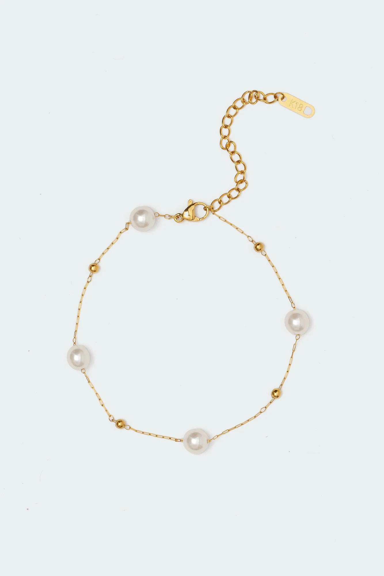 Gold Spaced Pearl Anklet Elegant Design