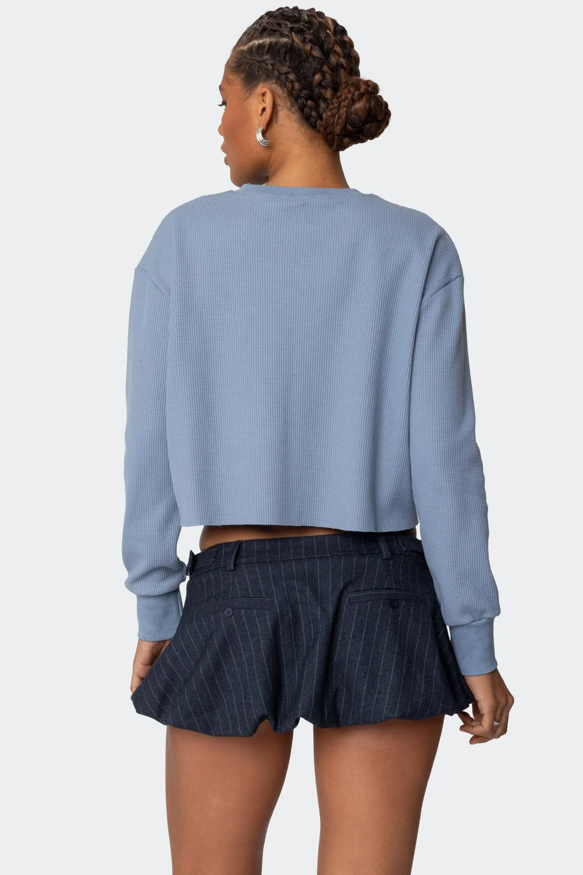 Blue Waffle Long Sleeve T-Shirt for Men