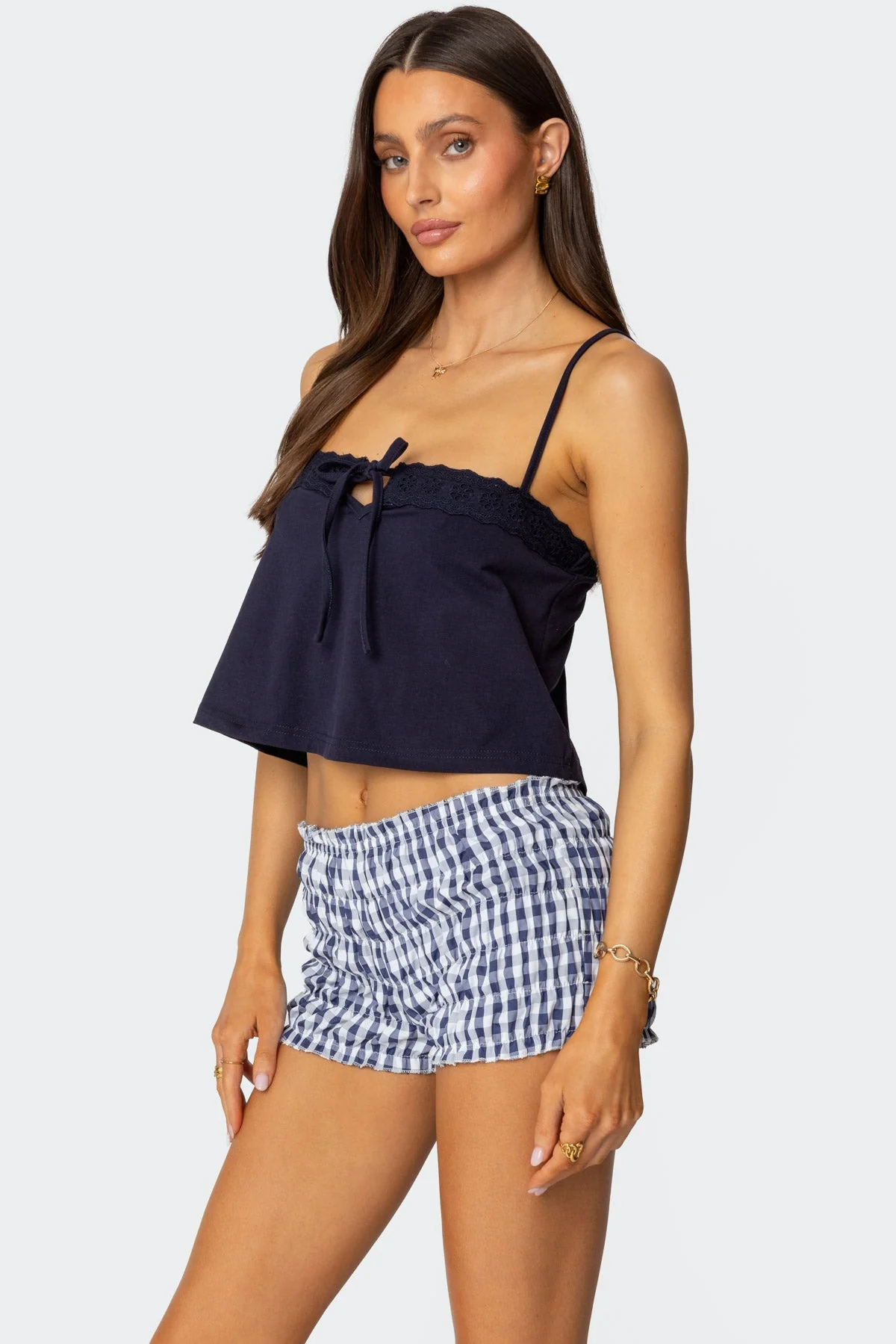 Navy Tie Detail Tank Top for Women
