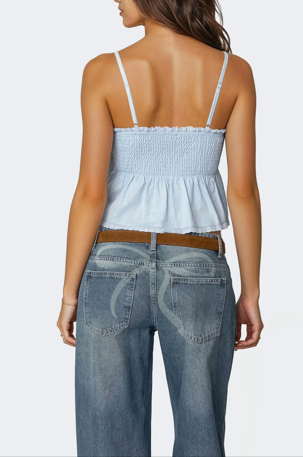 Adjustable Cotton Tank Top with Smocked Bust