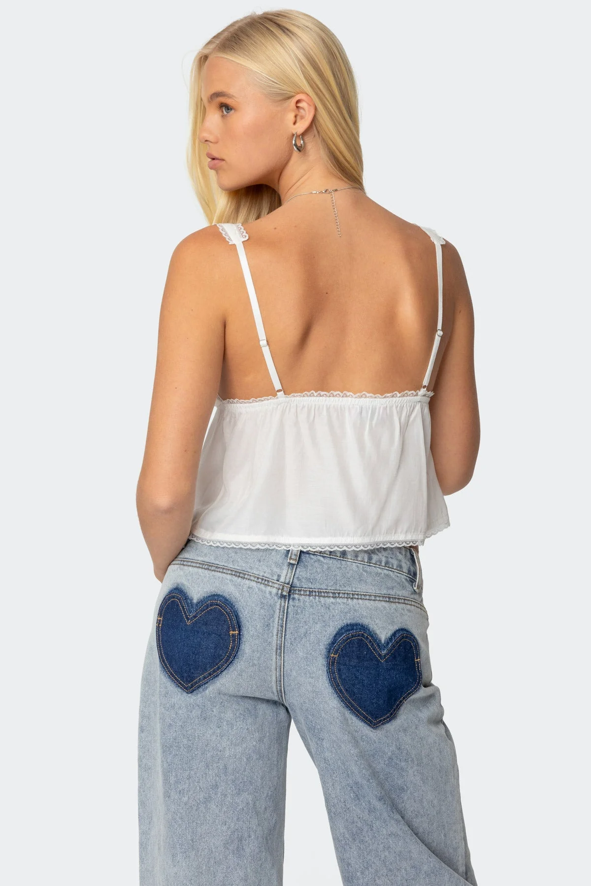 White Babydoll Tank Top for Women