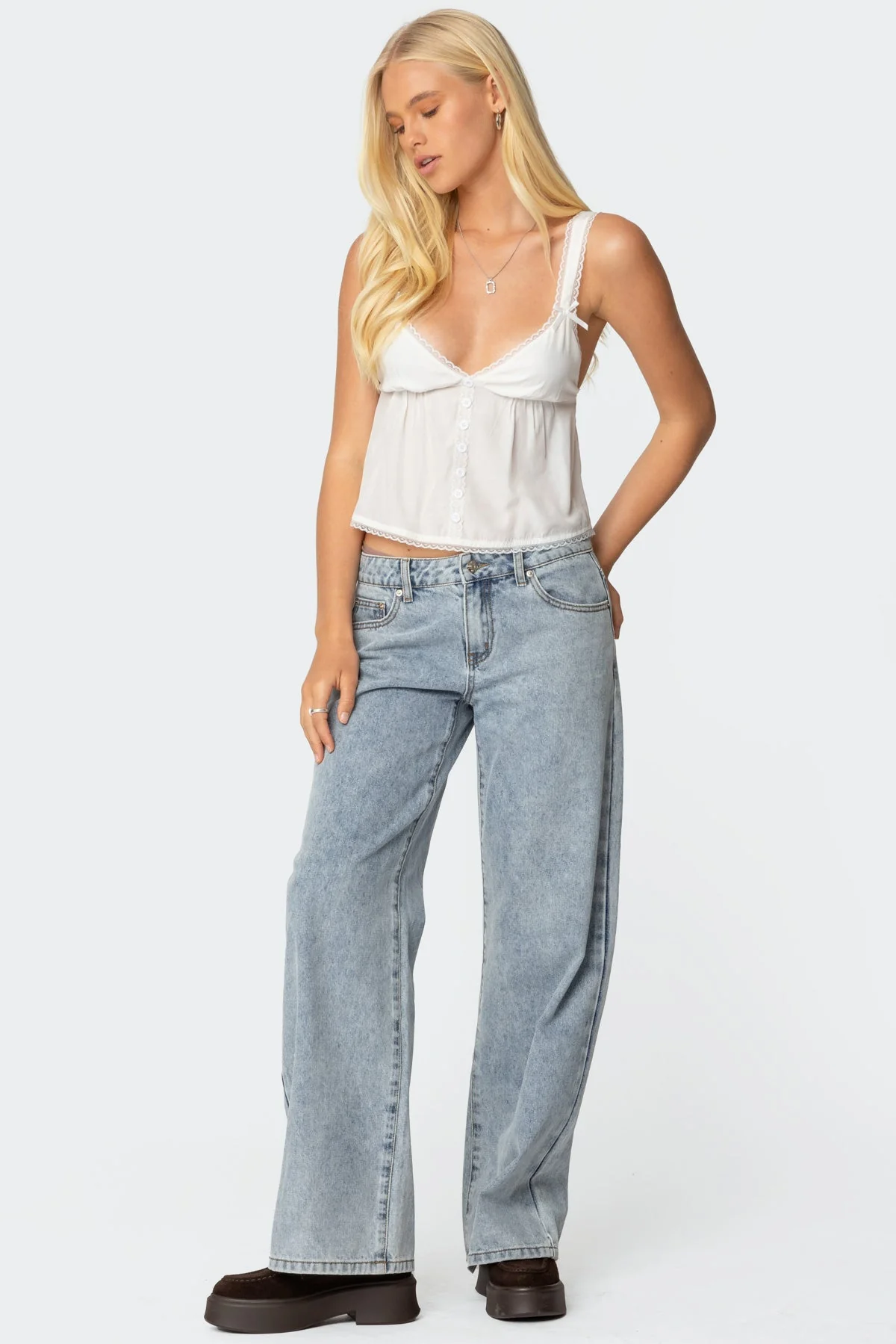 White Babydoll Tank Top for Women