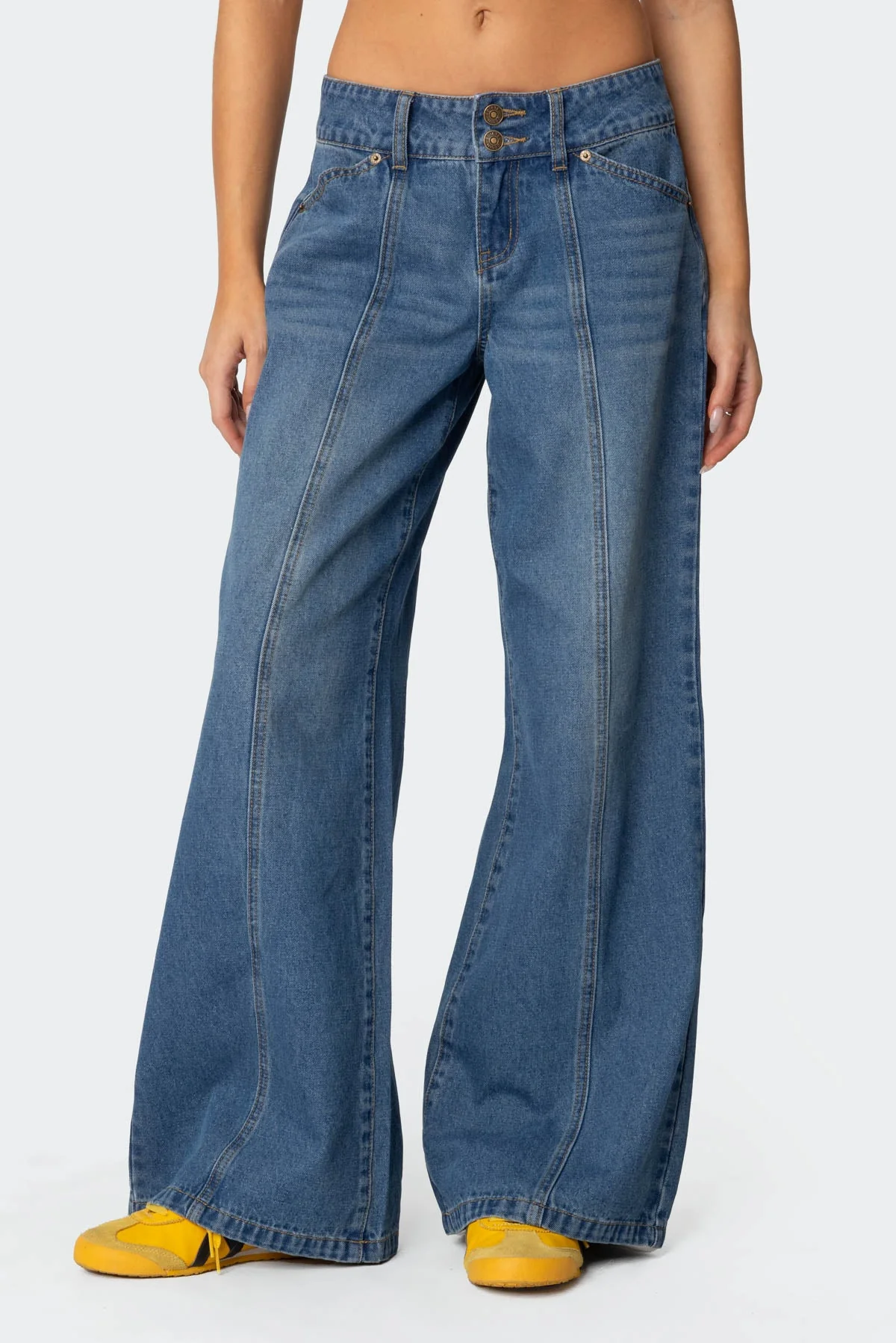 Blue Washed Low Rise Denim Pants