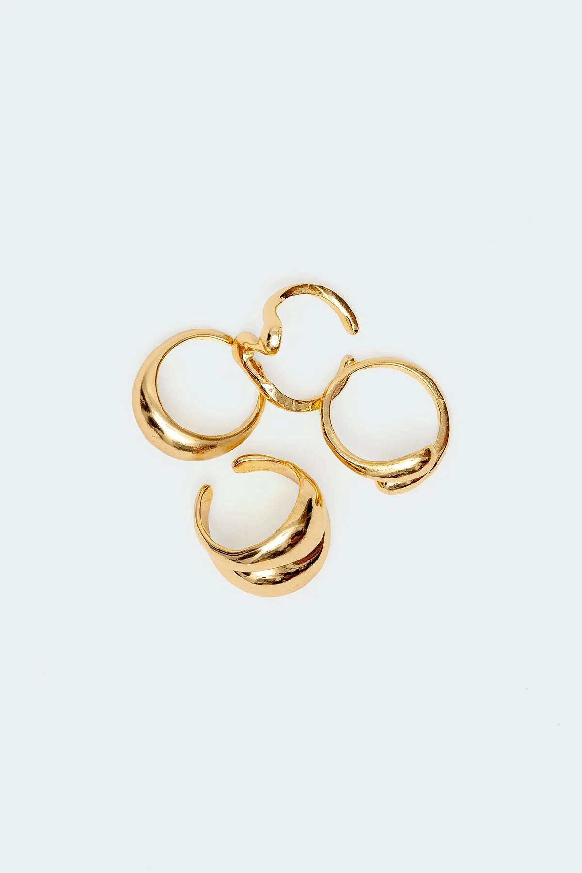 Gold Tone Abstract Ring Set - Pack of 4