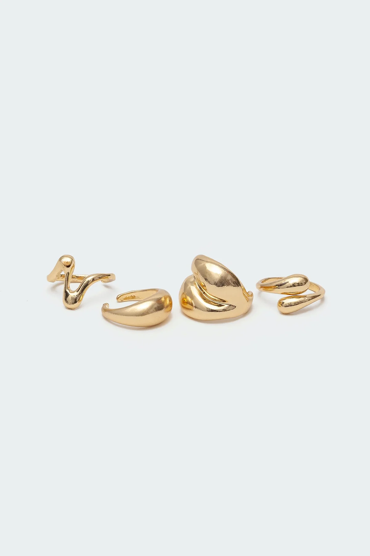 Gold Tone Abstract Ring Set - Pack of 4