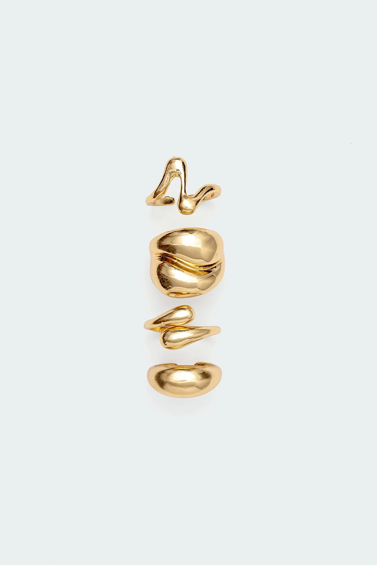 Gold Tone Abstract Ring Set - Pack of 4