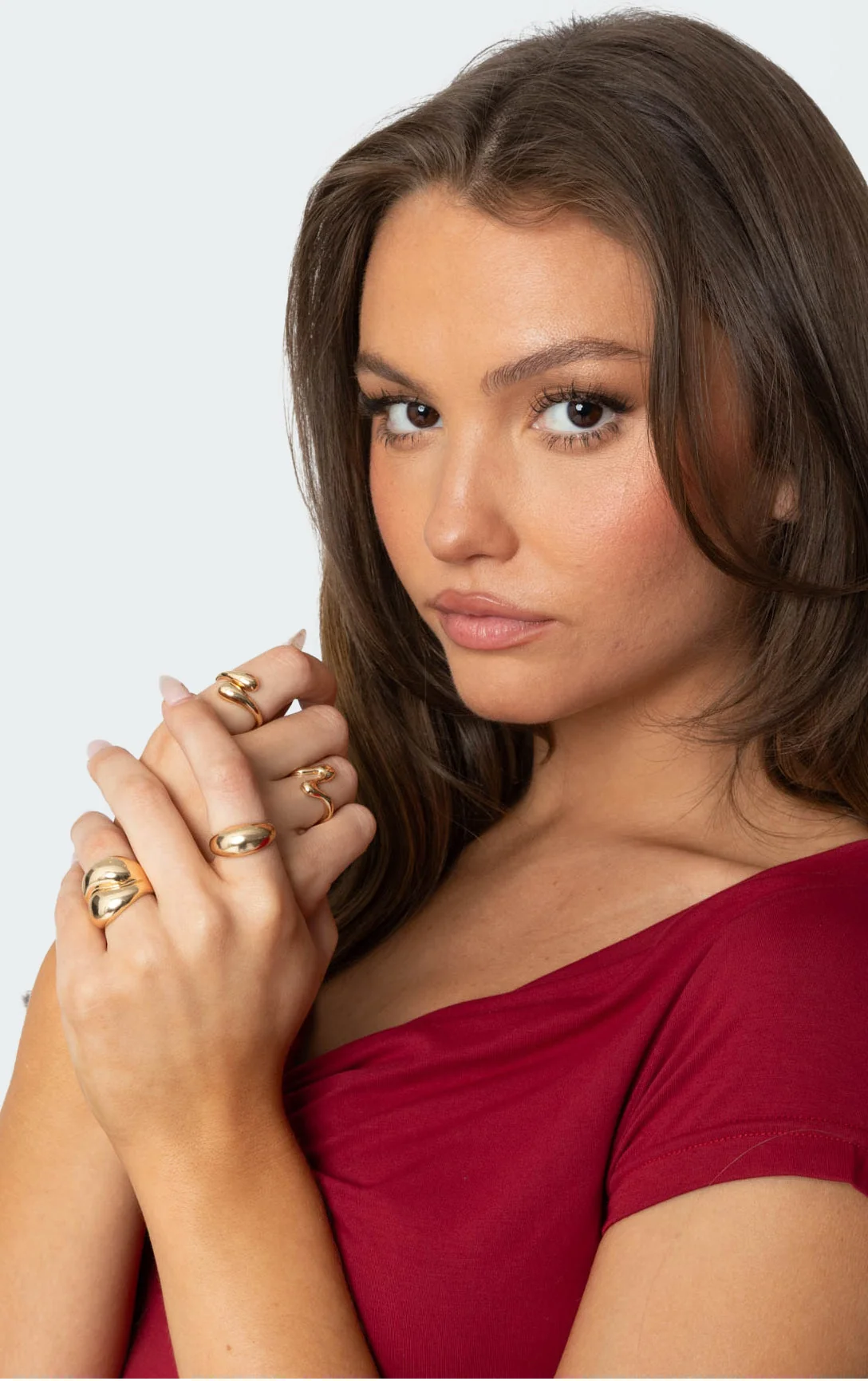 Gold Tone Abstract Ring Set - Pack of 4