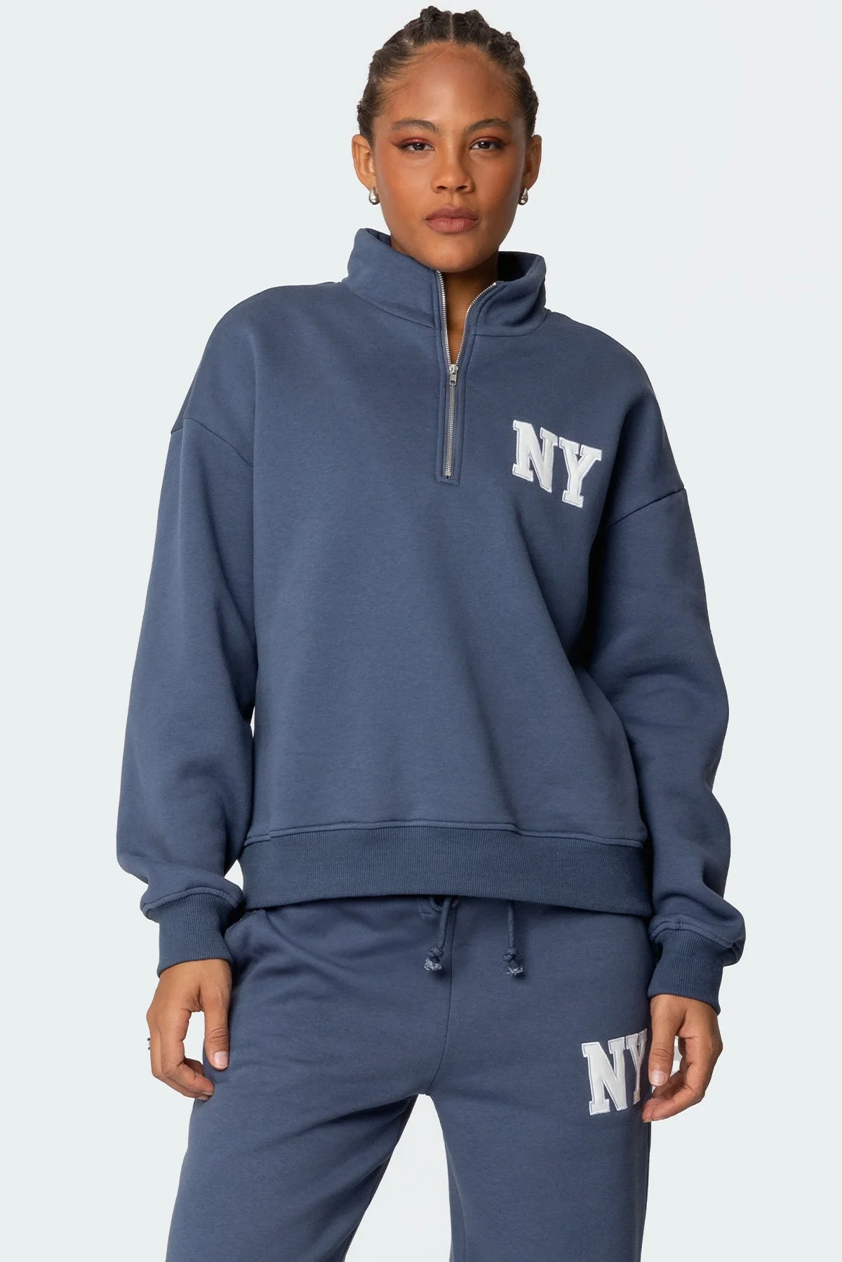 Blue Quarter Zip Sweatshirt for Loungewear Sets