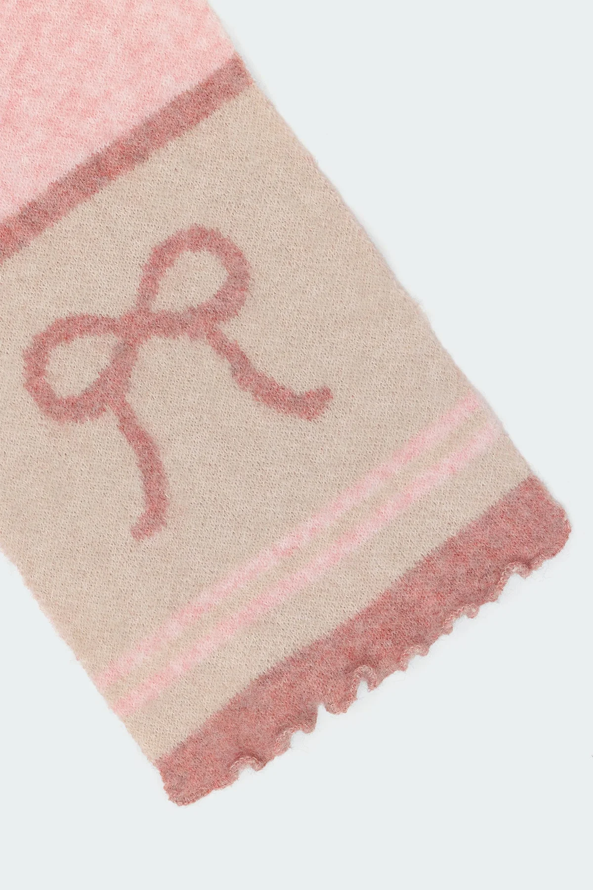 Pink Knit Bow Scarf