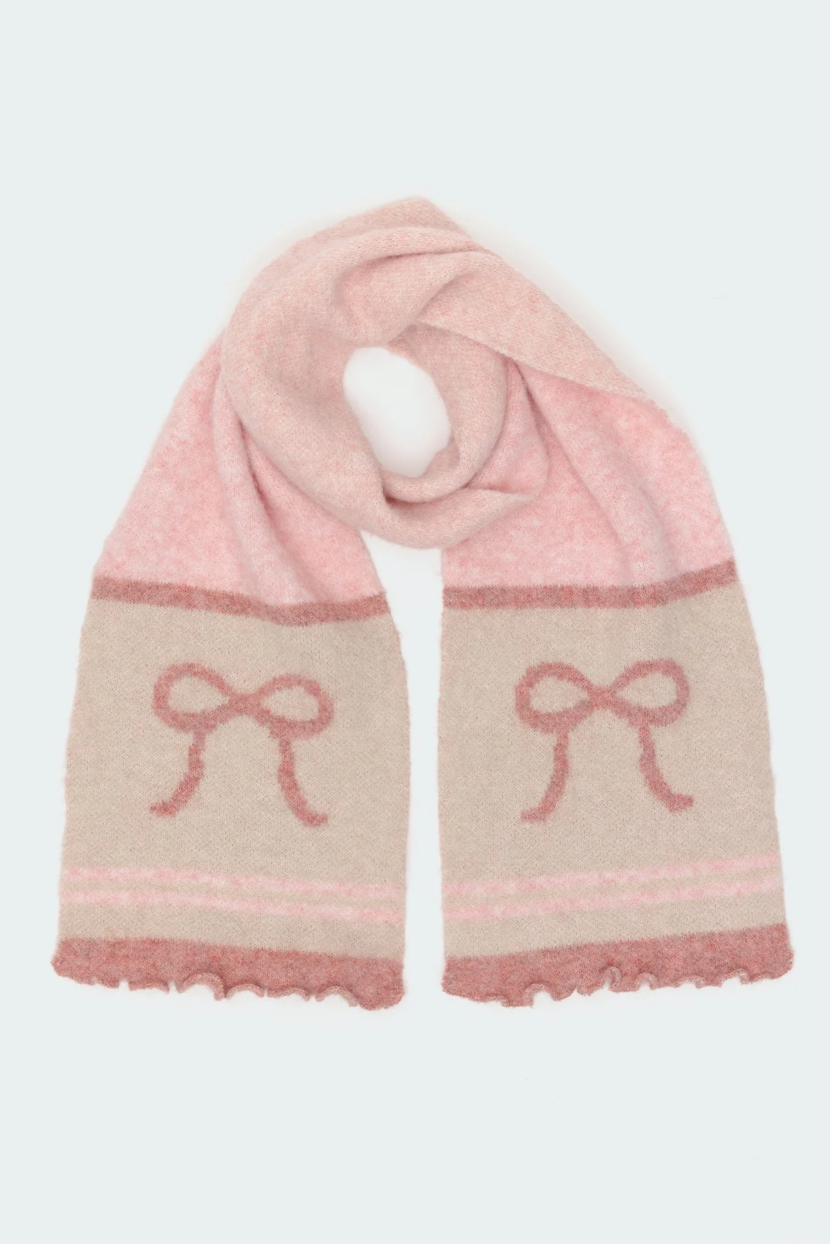 Pink Knit Bow Scarf
