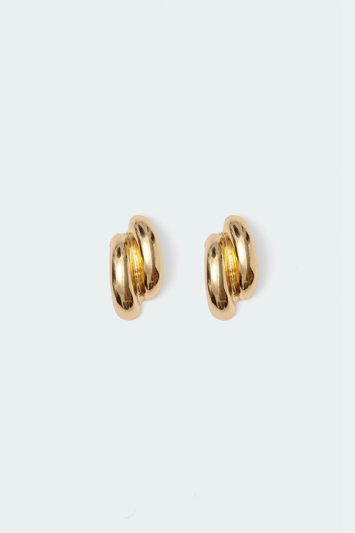 Chunky Gold Tone Stud Earrings Elegant Design